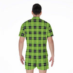 UFO Green Tartan Pattern Print Men's Rompers