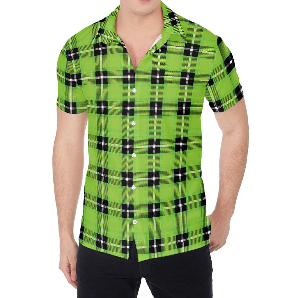 UFO Green Tartan Pattern Print Men's Shirt