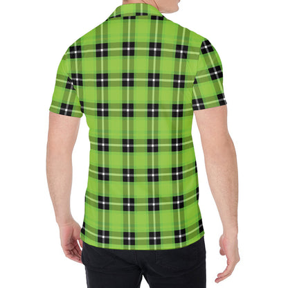 UFO Green Tartan Pattern Print Men's Shirt