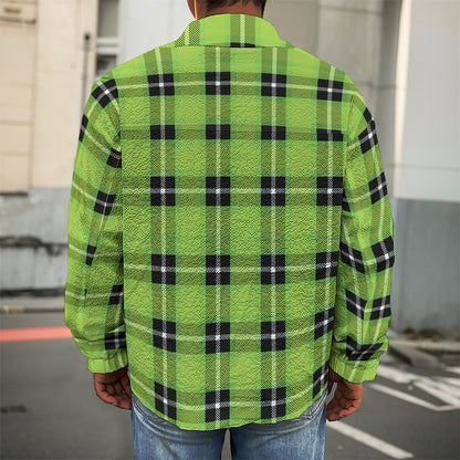 UFO Green Tartan Pattern Print Men's Shirt Jacket