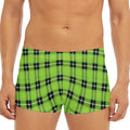 UFO Green Tartan Pattern Print Men's Short Boxer Briefs