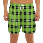 UFO Green Tartan Pattern Print Men's Split Running Shorts