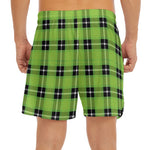 UFO Green Tartan Pattern Print Men's Split Running Shorts