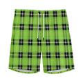 UFO Green Tartan Pattern Print Men's Athletic Shorts