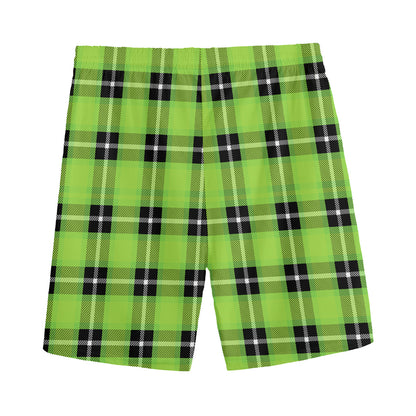 UFO Green Tartan Pattern Print Men's Sports Shorts