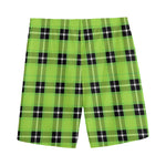 UFO Green Tartan Pattern Print Men's Sports Shorts