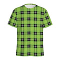 UFO Green Tartan Pattern Print Men's Athletic T-Shirt