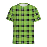 UFO Green Tartan Pattern Print Men's Sports T-Shirt