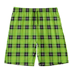 UFO Green Tartan Pattern Print Men's Swim Trunks