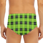 UFO Green Tartan Pattern Print Men's Triangle Swim Briefs