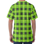 UFO Green Tartan Pattern Print Men's Velvet T-Shirt