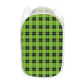 UFO Green Tartan Pattern Print Mesh Laundry Hamper