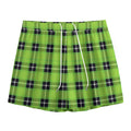 UFO Green Tartan Pattern Print Mesh Shorts