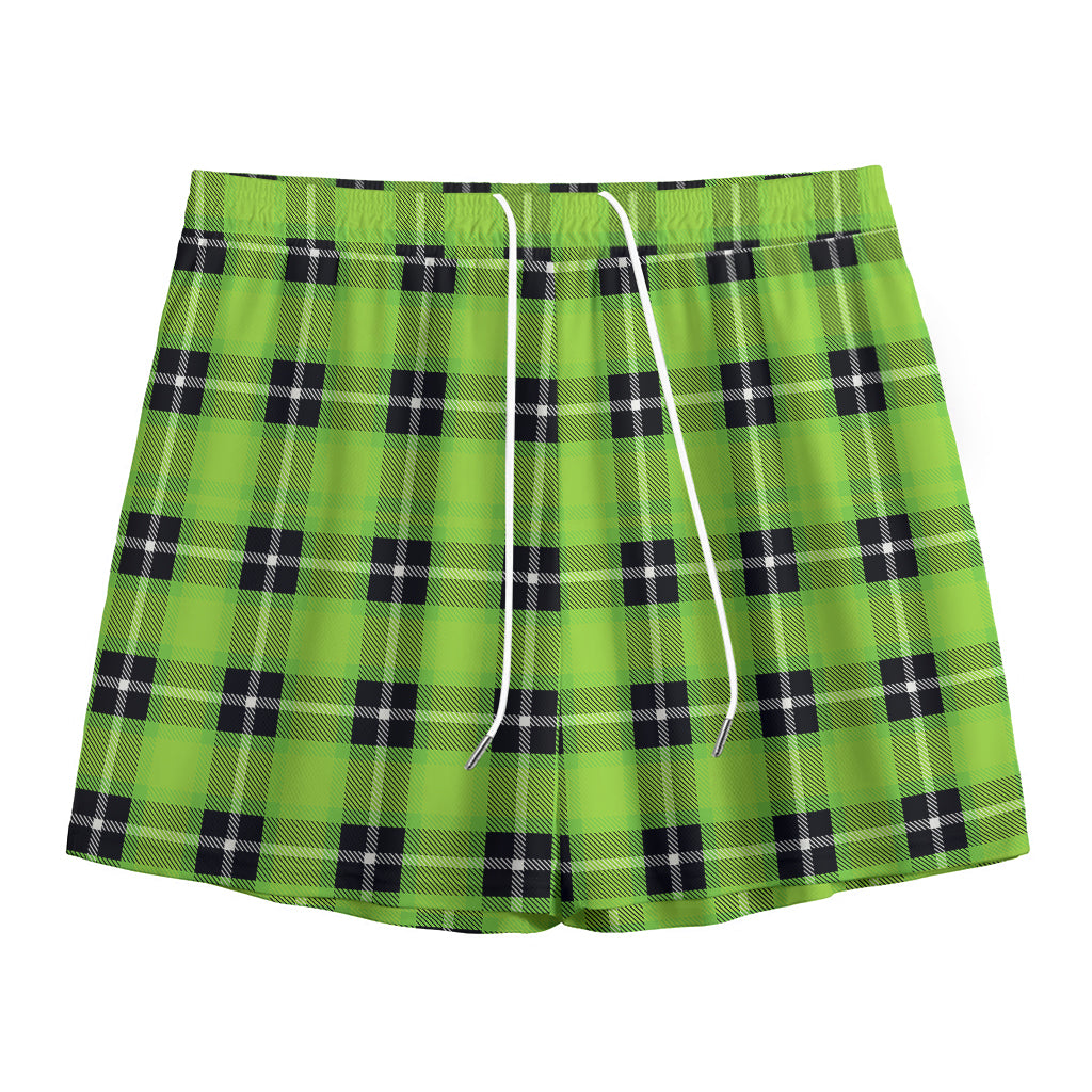 UFO Green Tartan Pattern Print Mesh Shorts