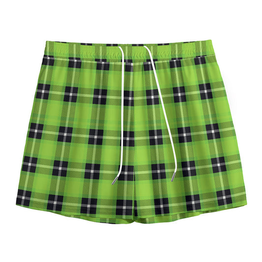 UFO Green Tartan Pattern Print Mesh Shorts