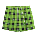 UFO Green Tartan Pattern Print Mesh Shorts
