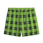 UFO Green Tartan Pattern Print Mesh Shorts