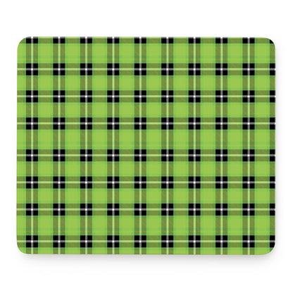 UFO Green Tartan Pattern Print Mouse Pad
