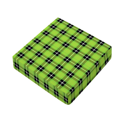 UFO Green Tartan Pattern Print Outdoor Seat Cushion Cover