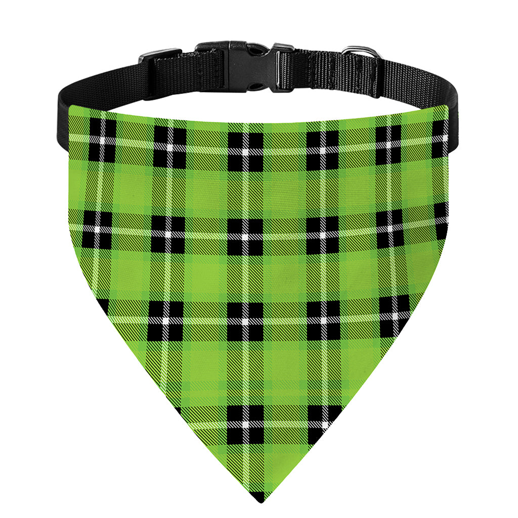 UFO Green Tartan Pattern Print Over The Collar Dog Bandana