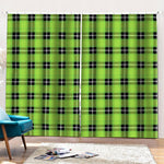 UFO Green Tartan Pattern Print Pencil Pleat Curtains