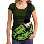UFO Green Tartan Pattern Print Pet Sling Carrier