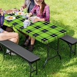 UFO Green Tartan Pattern Print Picnic Table Cover