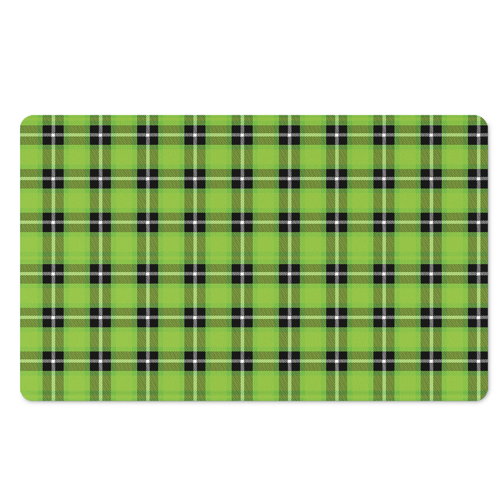 UFO Green Tartan Pattern Print Polyester Doormat