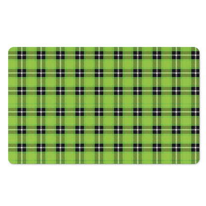 UFO Green Tartan Pattern Print Polyester Doormat