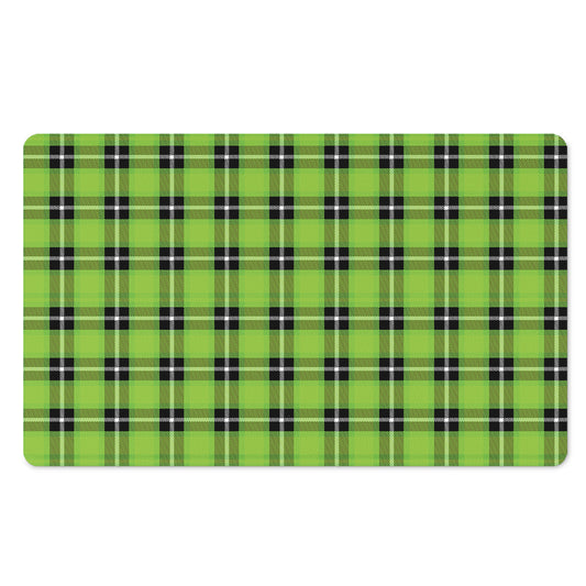 UFO Green Tartan Pattern Print Polyester Doormat