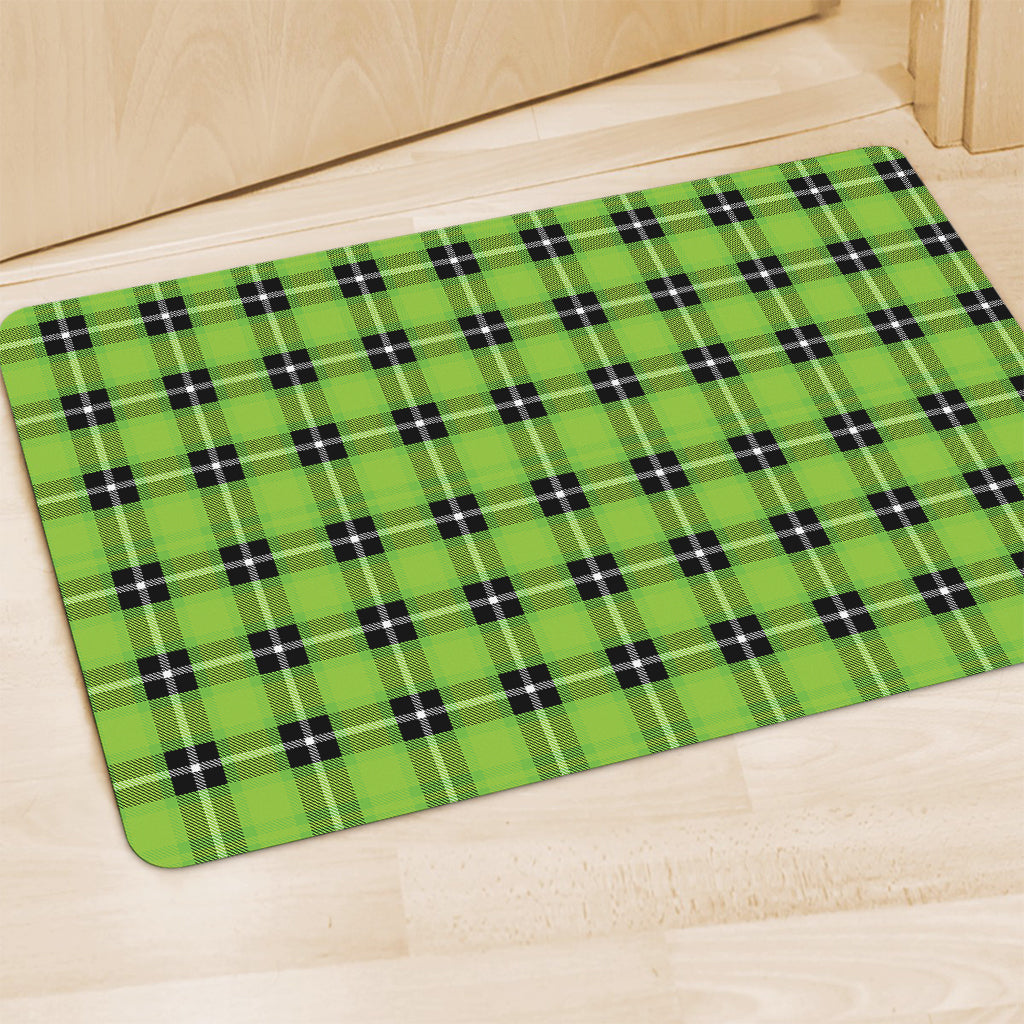 UFO Green Tartan Pattern Print Polyester Doormat
