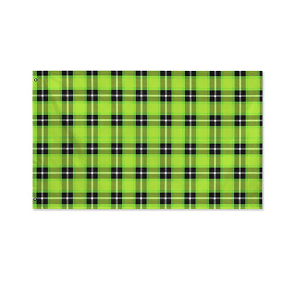 UFO Green Tartan Pattern Print Polyester Flag