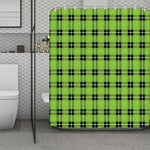 UFO Green Tartan Pattern Print Polyester Shower Curtain