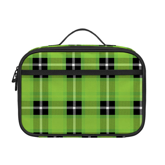 UFO Green Tartan Pattern Print Portable Lunch Bag