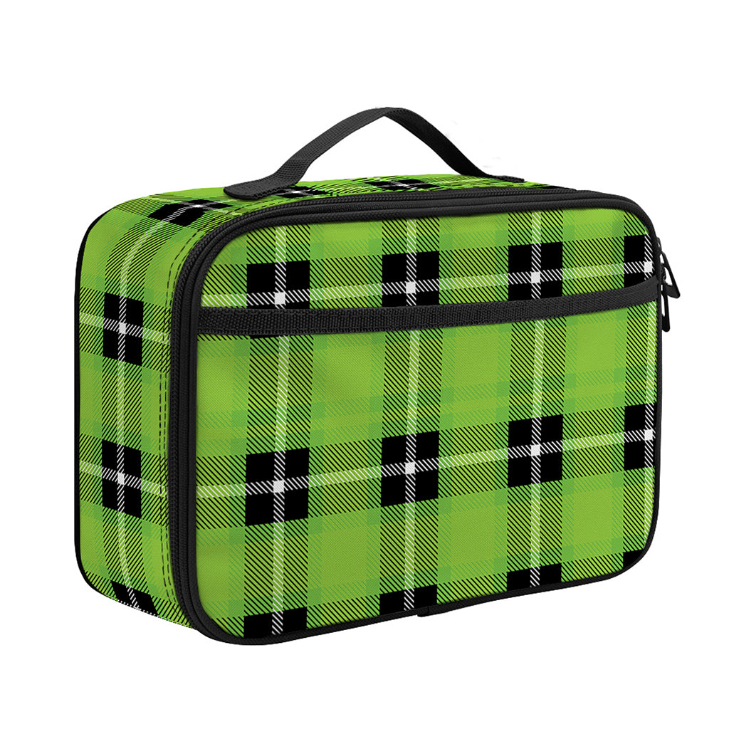 UFO Green Tartan Pattern Print Portable Lunch Bag