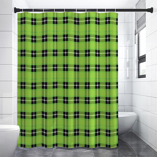 UFO Green Tartan Pattern Print Premium Shower Curtain
