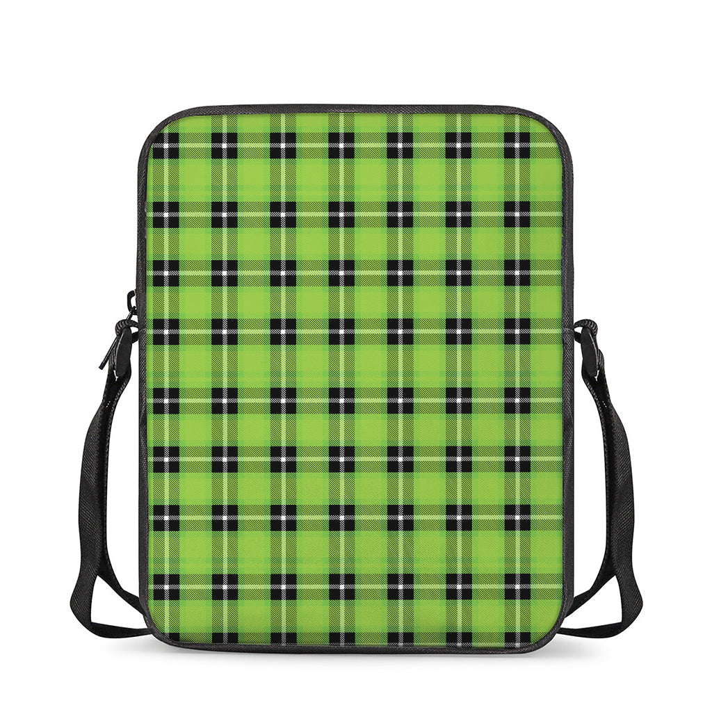 UFO Green Tartan Pattern Print Rectangular Crossbody Bag