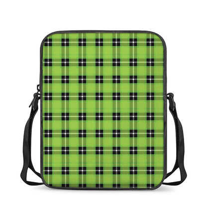 UFO Green Tartan Pattern Print Rectangular Crossbody Bag