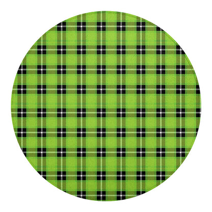 UFO Green Tartan Pattern Print Round Blanket