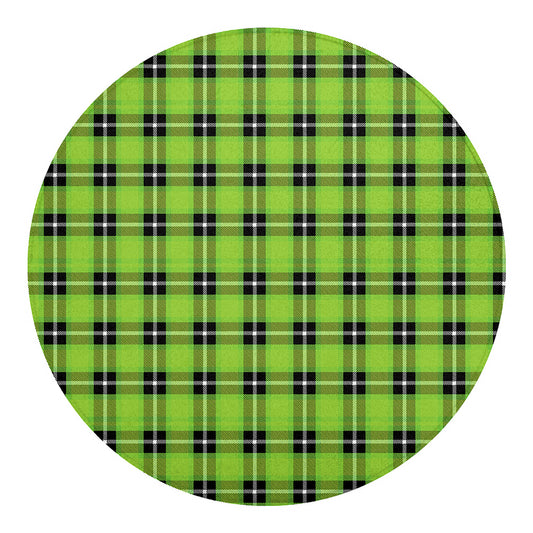 UFO Green Tartan Pattern Print Round Blanket