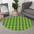 UFO Green Tartan Pattern Print Round Rug