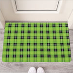 UFO Green Tartan Pattern Print Rubber Doormat