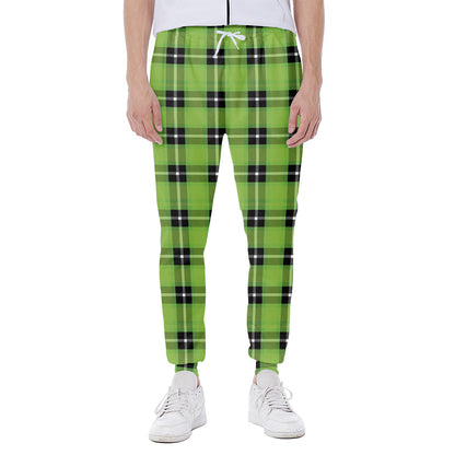 UFO Green Tartan Pattern Print Scuba Joggers