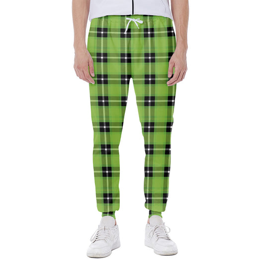 UFO Green Tartan Pattern Print Scuba Joggers