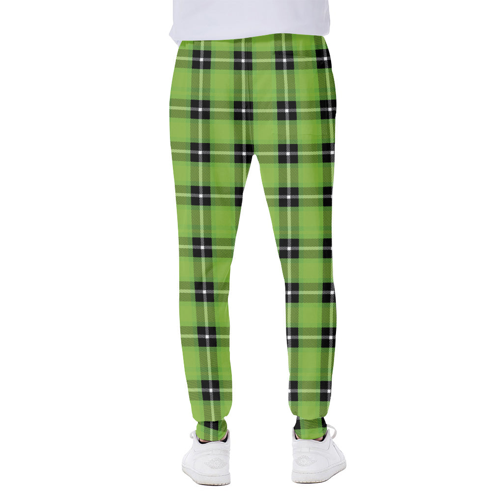 UFO Green Tartan Pattern Print Scuba Joggers