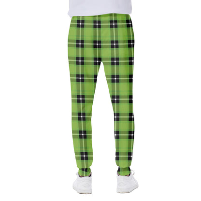 UFO Green Tartan Pattern Print Scuba Joggers