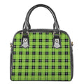 UFO Green Tartan Pattern Print Shoulder Handbag