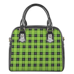 UFO Green Tartan Pattern Print Shoulder Handbag