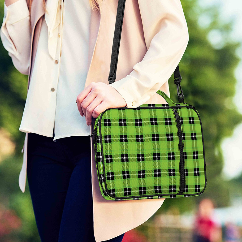 UFO Green Tartan Pattern Print Shoulder Strap Bible Bag