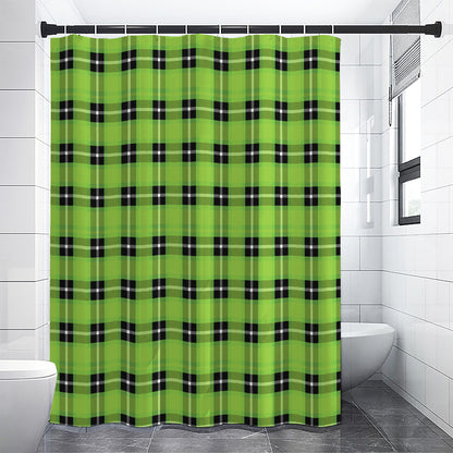 UFO Green Tartan Pattern Print Shower Curtain